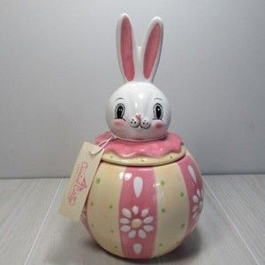 SMALL CHIP‎ on nose Johanna Parker Easter Bunny Canister jar with lid